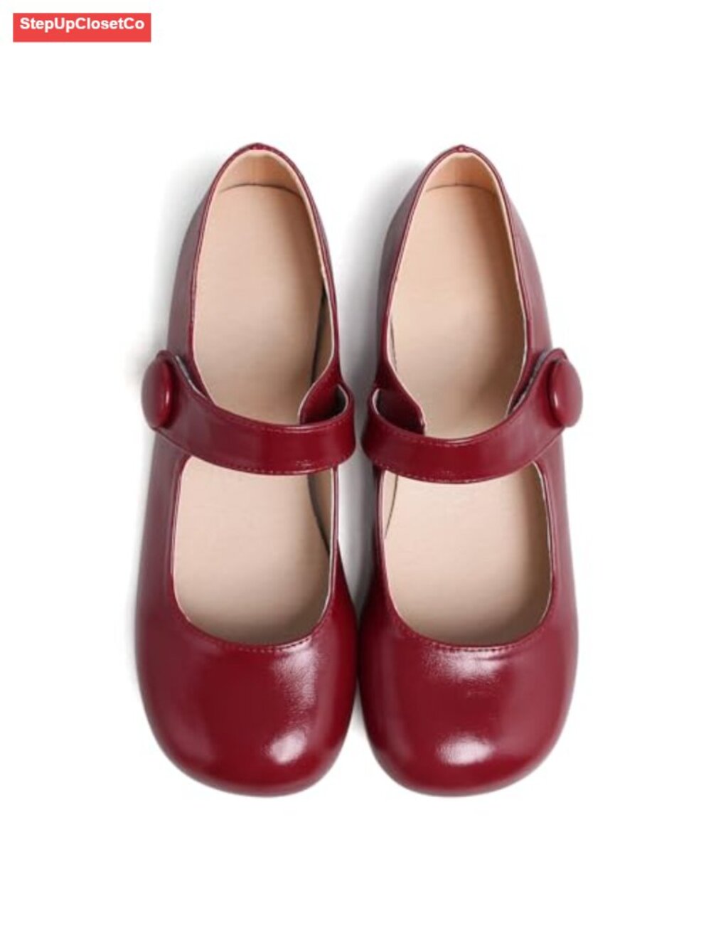 Womens Round Toe Mary Jane Strap Flats - Soft PU Leather Ballet Shoes - Cute